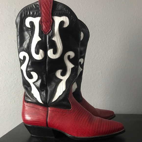 black and white snakeskin cowboy boots
